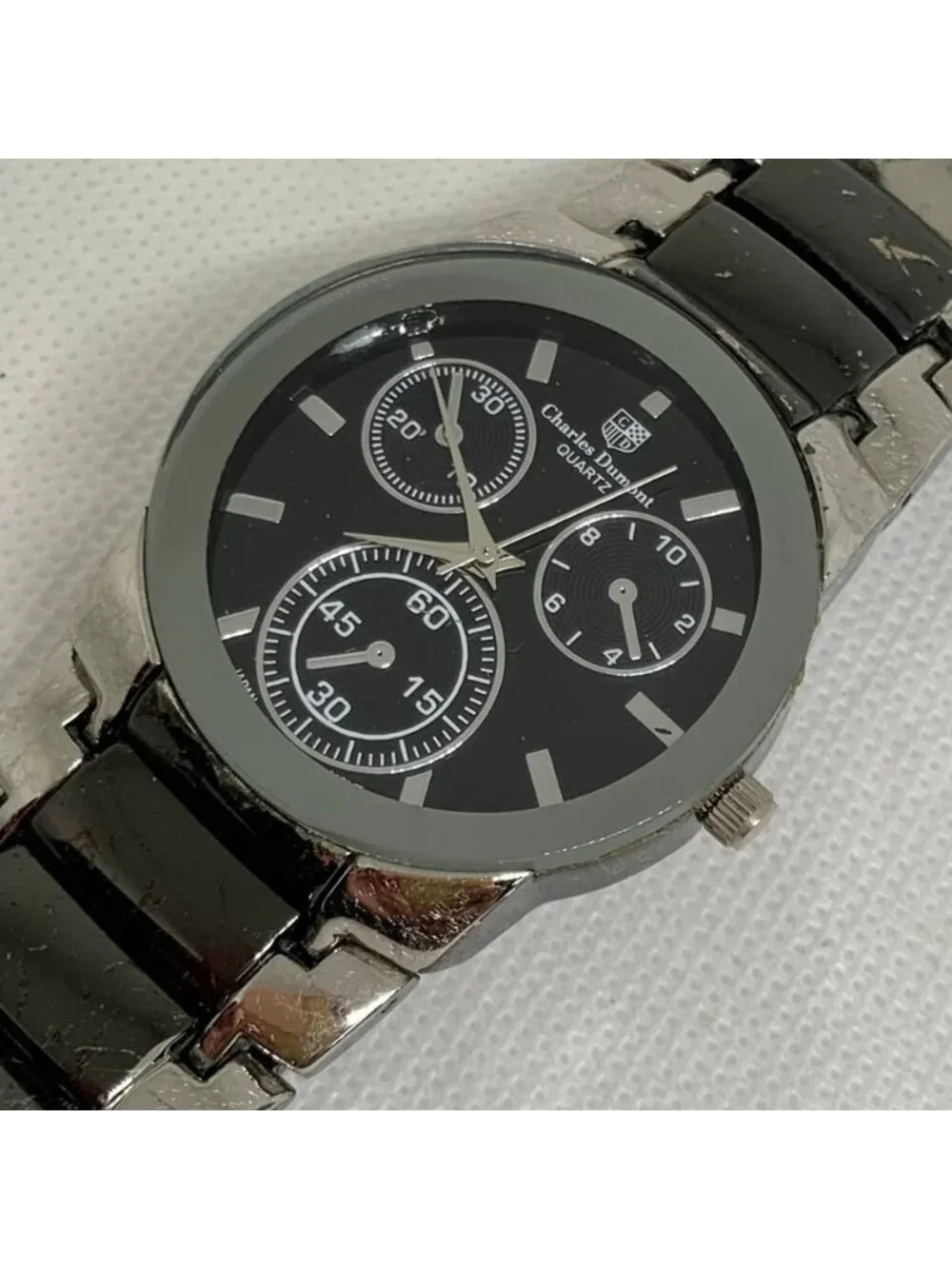 Charles dumont men watch 38mm quartz analog two tone up to 7.5” running